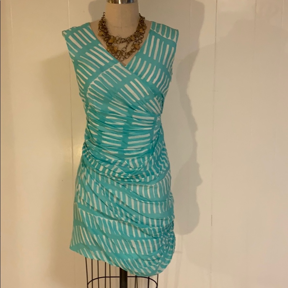 Anthro blue and white dress